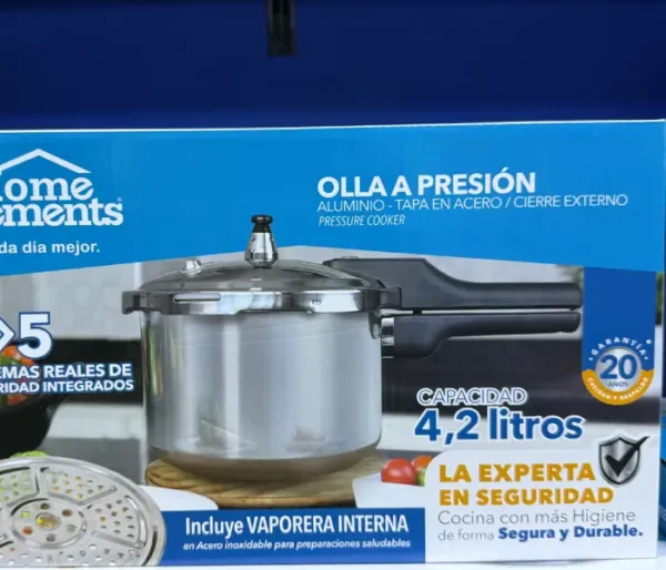 Olla a Presión HOME ELEMENTS Tapa de Acero 4.2L HEPC42LLSS+ Sistema Vaporera - Imagen 3